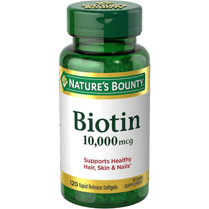 Nature's Bounty Biotin 10000 mcg – Hair, Skin & Nails | 120 Ct