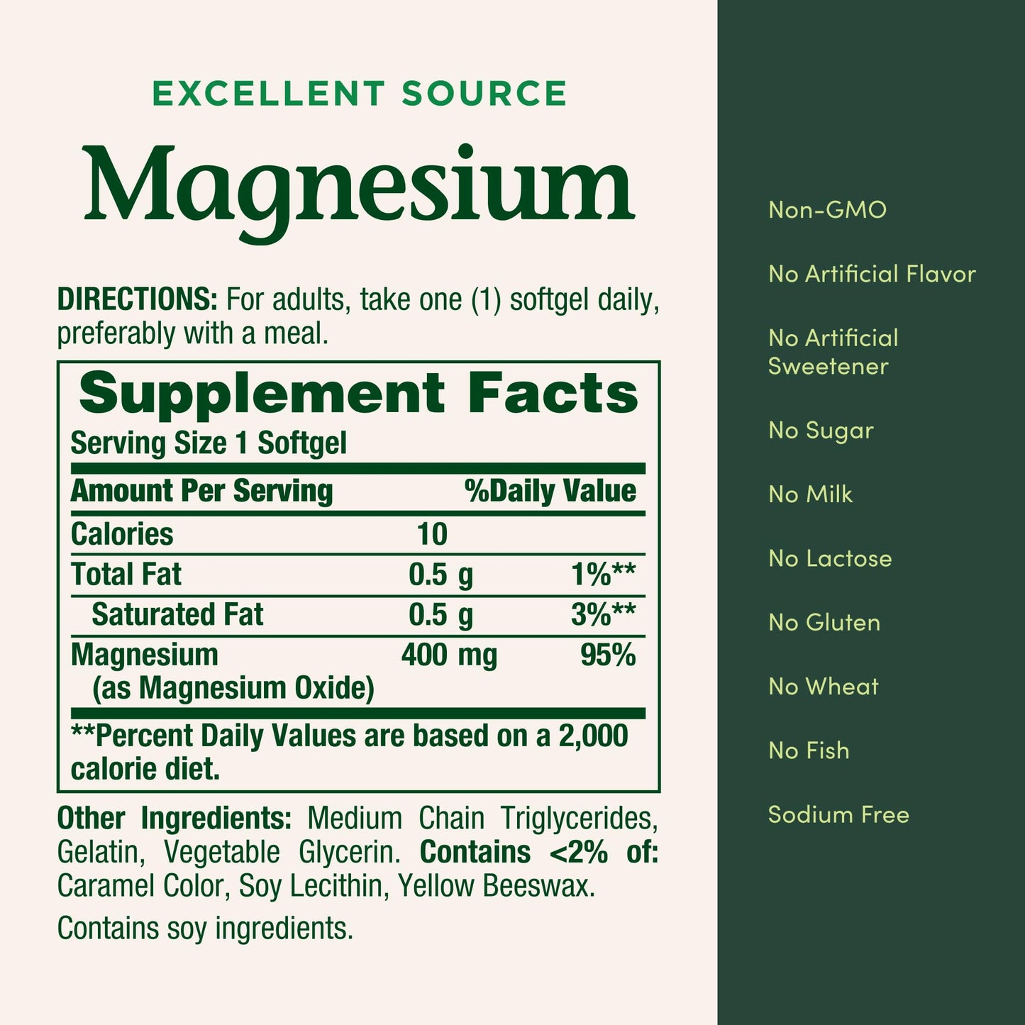 Nature's Bounty Magnesium 400 mg Softgel - Whole Body Support (75 softgels)