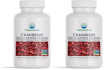 Nature's Lab Cranberry 5400mg – UTI Support | Non-GMO, Vegan, Gluten Free | 90 Capsules (3-Month) Pack of 2