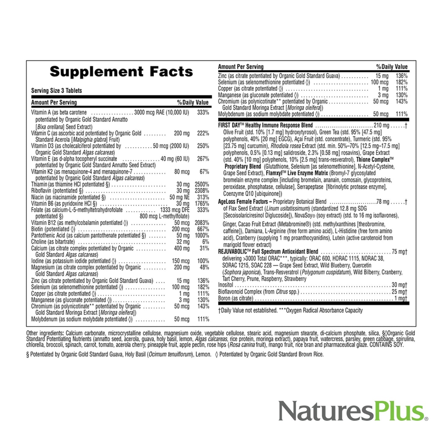NaturesPlus AgeLoss Women’s Multi – 90 Tablets (30 Servings) | Anti-Aging Multivitamin, Menopausal Support, Gluten-Free