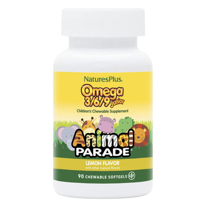 Natures Plus Animal Parade Omega 3/6/9 Junior – Lemon Flavor | 90 Softgels