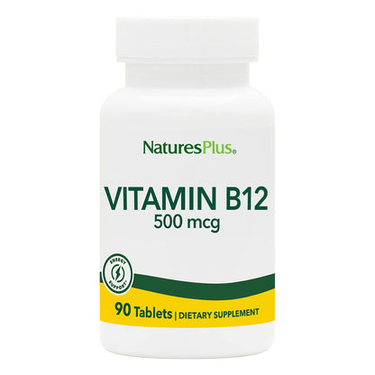 Nature's Plus Vitamin B12 (Methylcobalamin) 500 mcg – 90 Vegetarian Tablets | Red Blood Cell Support, Energy Booster, Gluten-Free