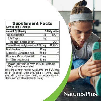 Natures Plus B12 Lozenges (Methylcobalamin) 1000 mcg – Raspberry – 30 Servings