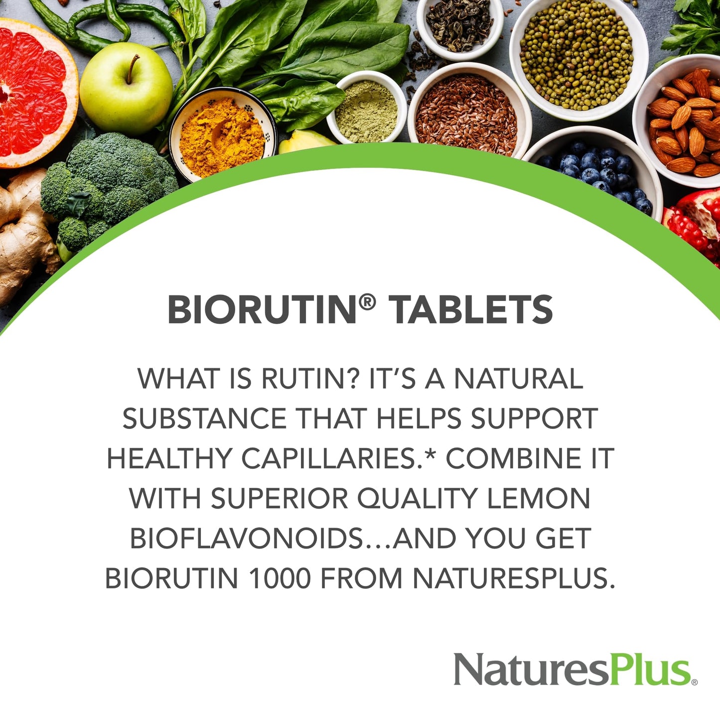 Natures Plus Biorutin 1000 mg – 90 Tablets | Bioflavonoid & Rutin Complex