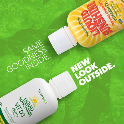 Natures Plus Liquid Sunshine Vitamin D3 5000 IU – 16 oz (32 Servings) – Tropical Citrus