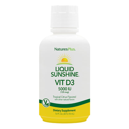 Natures Plus Liquid Sunshine Vitamin D3 5000 IU – 16 oz (32 Servings) – Tropical Citrus