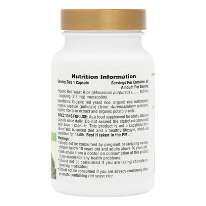 Natures Plus Source of Life Garden Red Yeast Rice 600 mg – 60 Vegan Capsules | Organic, Gluten-Free