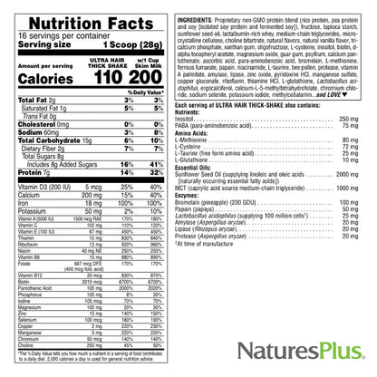 Natures Plus Ultra Hair Thick Shake - 1 lb | French Vanilla Hair Growth Shake