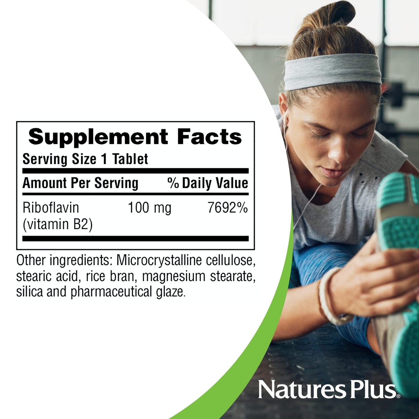 Natures Plus Vitamin B2 (Riboflavin) 100 mg – 90 Vegetarian Tablets