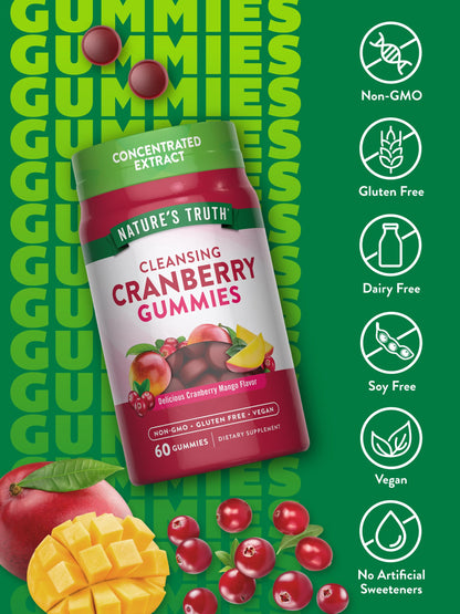 Nature's Truth Cranberry Gummies 60 Count – Vegan, Non-GMO & Gluten Free (Cranberry Mango) Pack of 2