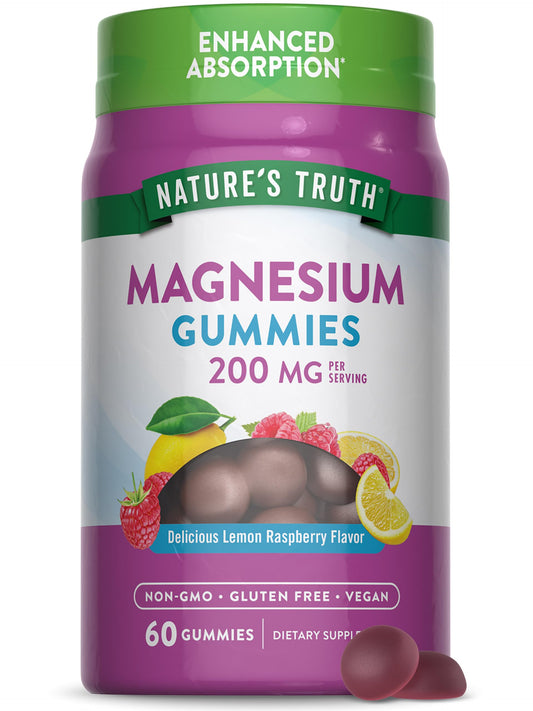 Nature's Truth Magnesium Gummies for Adults | 200mg | 60 Count | Vegan, Non-GMO & Gluten Free Supplement | Enhanced Absorption Magnesium Citrate BritishVita | Premium UK Vitamins & Wellness Supplements