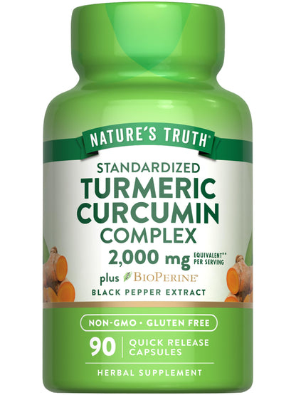 Nature's Truth Turmeric Curcumin Capsules | 2000mg | 90 Count | 95% Standardized Curcuminoids + Bioperine | Non-GMO & Gluten Free