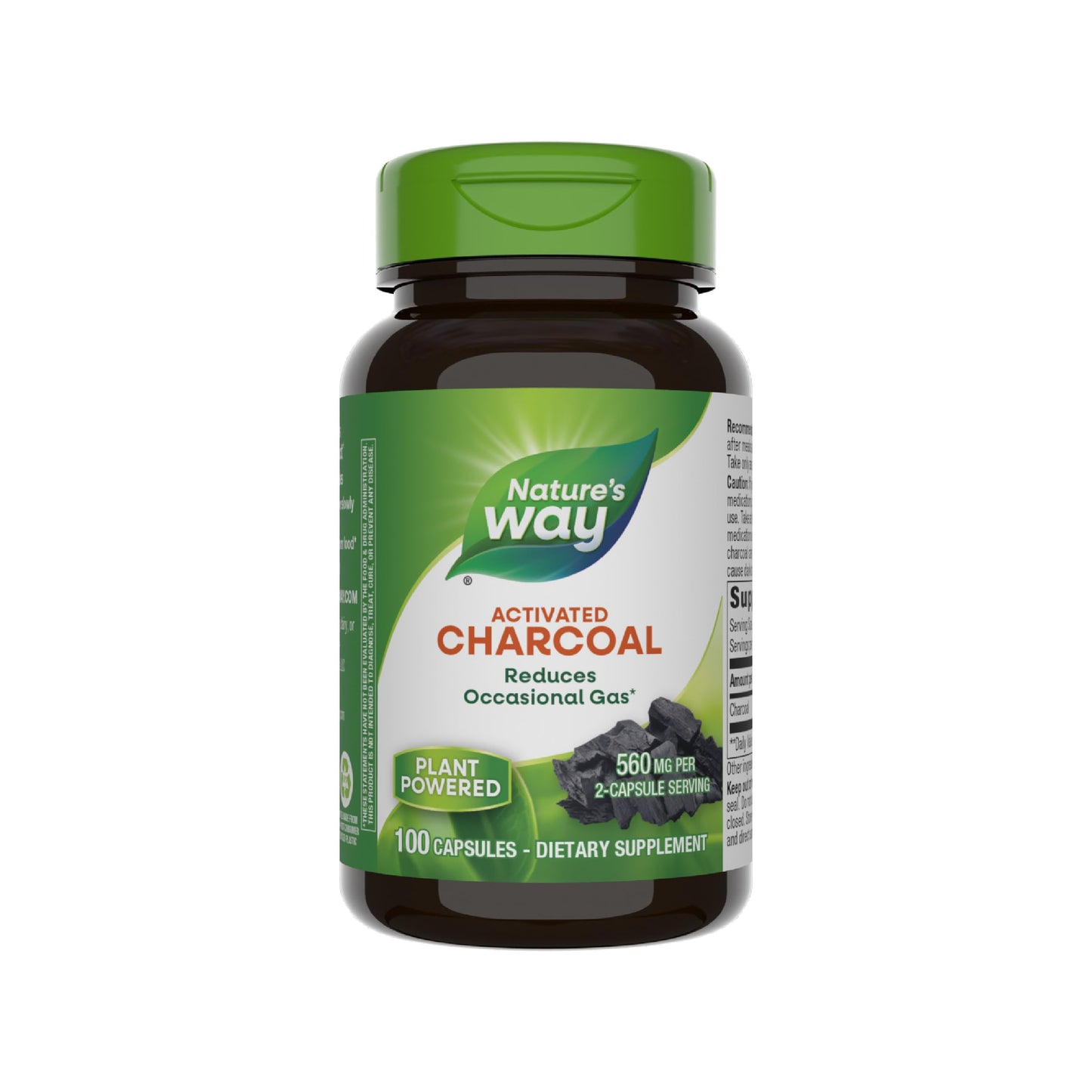 Nature's Way Activated Charcoal – 560 mg, 100 Capsules | Binds Gas in Digestive Tract