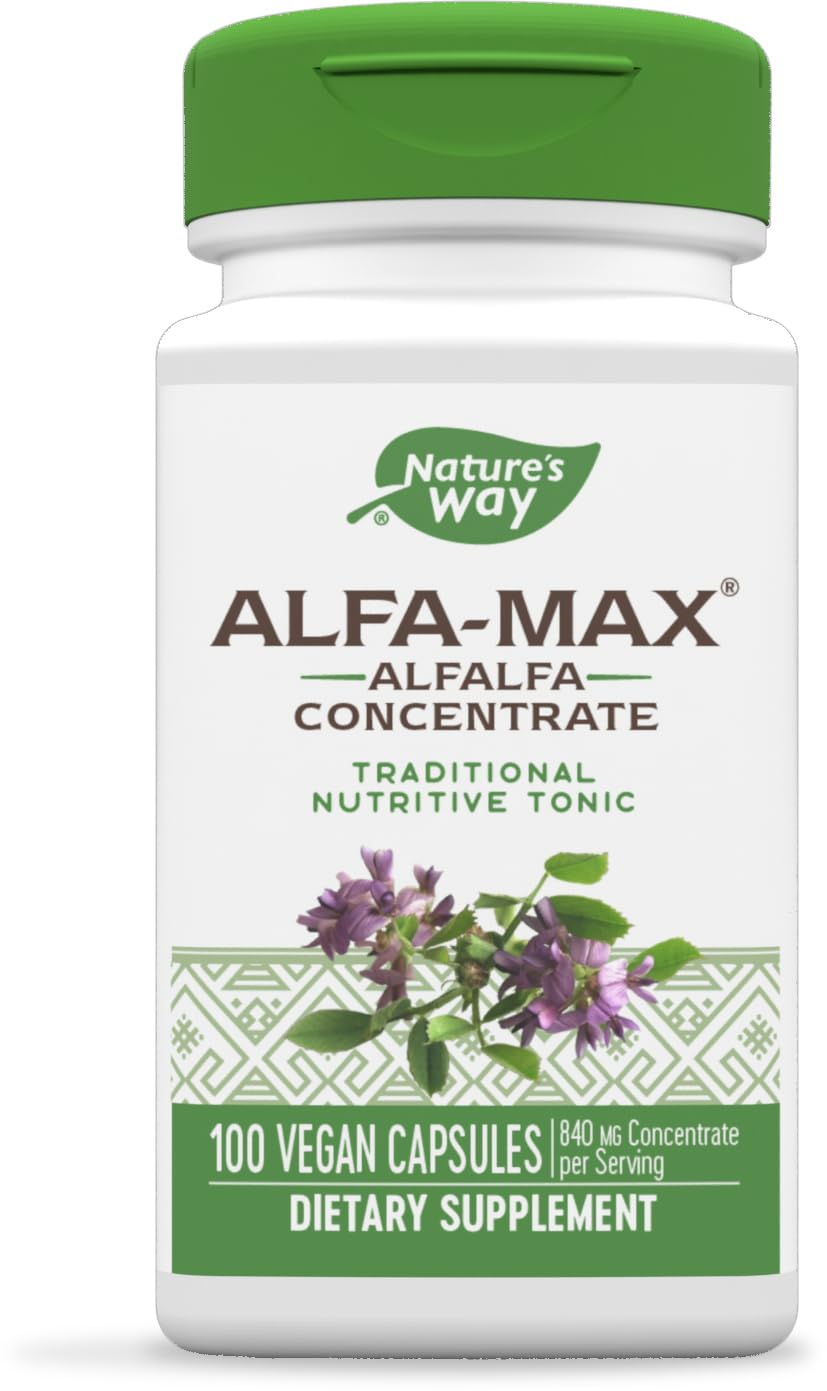 Nature's Way Alfa-Max Alfalfa Supplement | Gluten Free & Vegan | 100 Caps