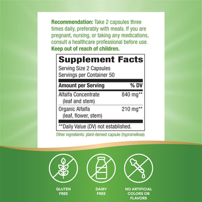 Nature's Way Alfa-Max Alfalfa Supplement | Gluten Free & Vegan | 100 Caps