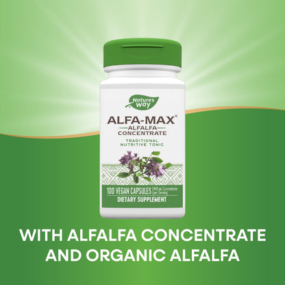 Nature's Way Alfa-Max Alfalfa Supplement | Gluten Free & Vegan | 100 Caps