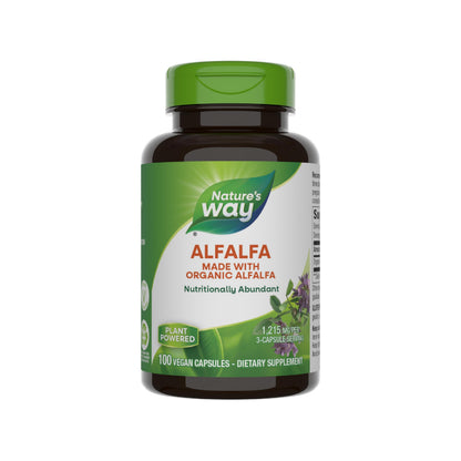 Nature's Way Alfalfa - 1,215 mg per 3-Capsule Serving - Organic Alfalfa - Vegan - Gluten Free - 100 Capsules
