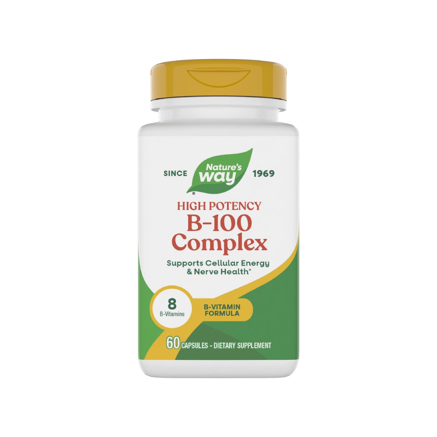 Nature's Way B-100 Complex — Supports Cellular Energy & Nerve Health, 8 B-Vitamins, 60 Capsules