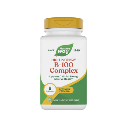 Nature's Way B-100 Complex — Supports Cellular Energy & Nerve Health, 8 B-Vitamins, 60 Capsules
