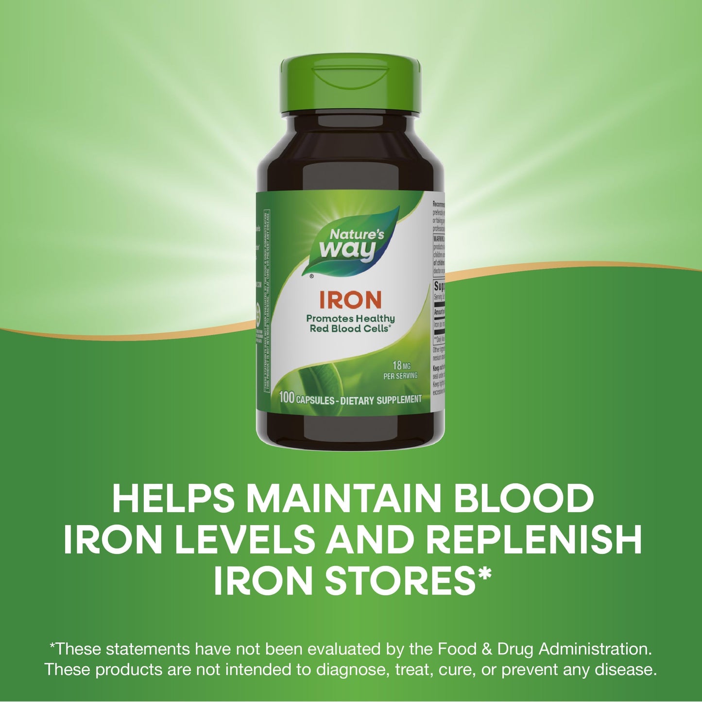 Nature's Way Iron 18 mg - Supports Healthy Red Blood Cells, Gluten Free