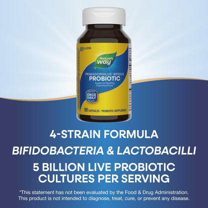 Nature's Way Primadophilus Bifidus Probiotic - 5 Billion CFU, 90 Capsules