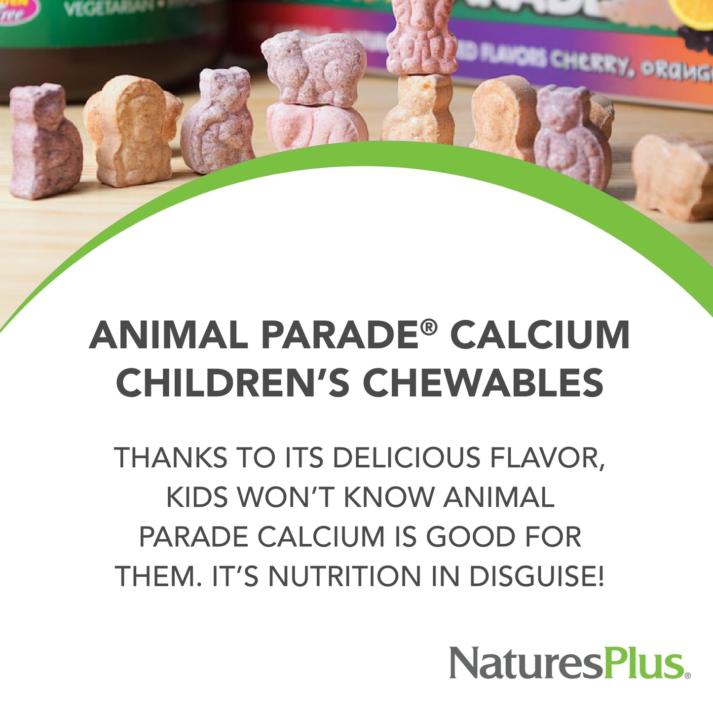 NaturesPlus Animal Parade Calcium Vanilla Sundae - 90 Chewable Tablets | Vegan, Gluten Free