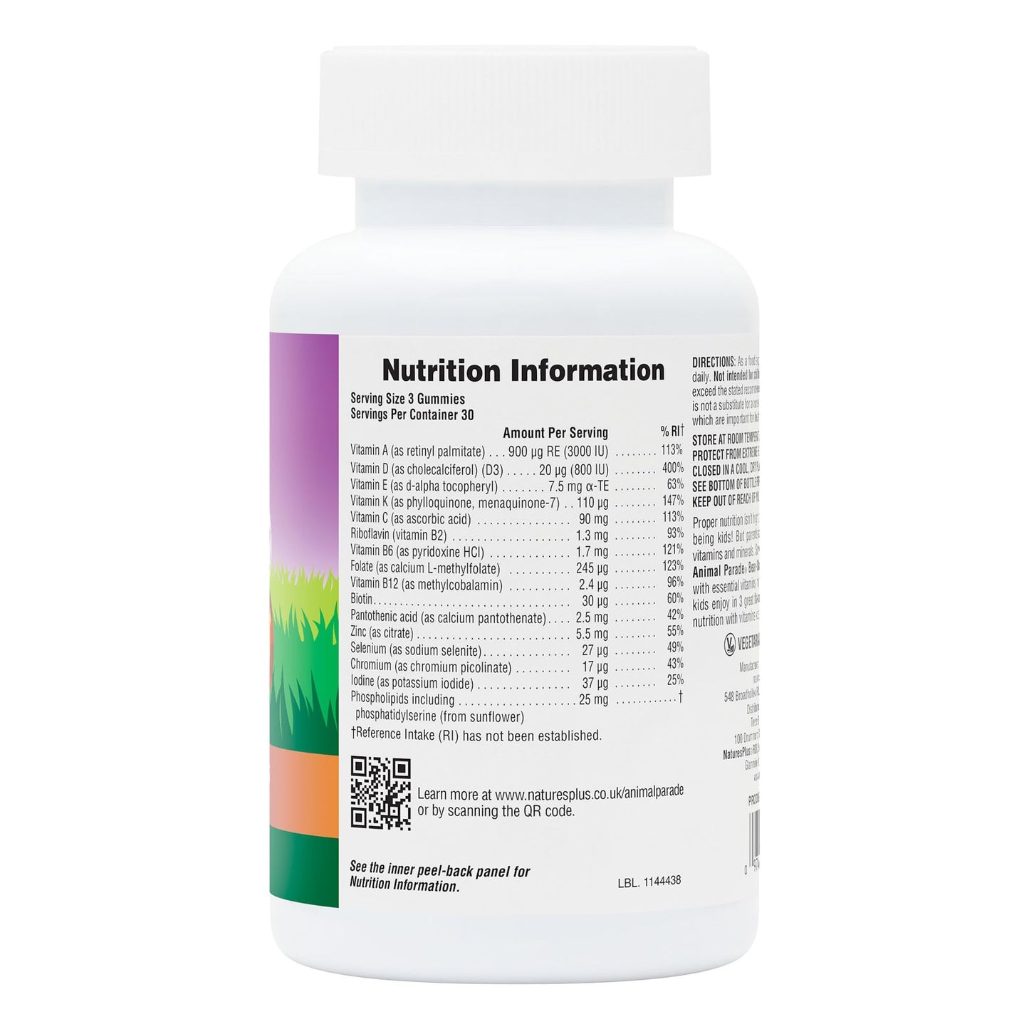 NaturesPlus Animal Parade Multivitamin Gummies - 90 Count, 30 Servings | Cherry, Grape & Orange