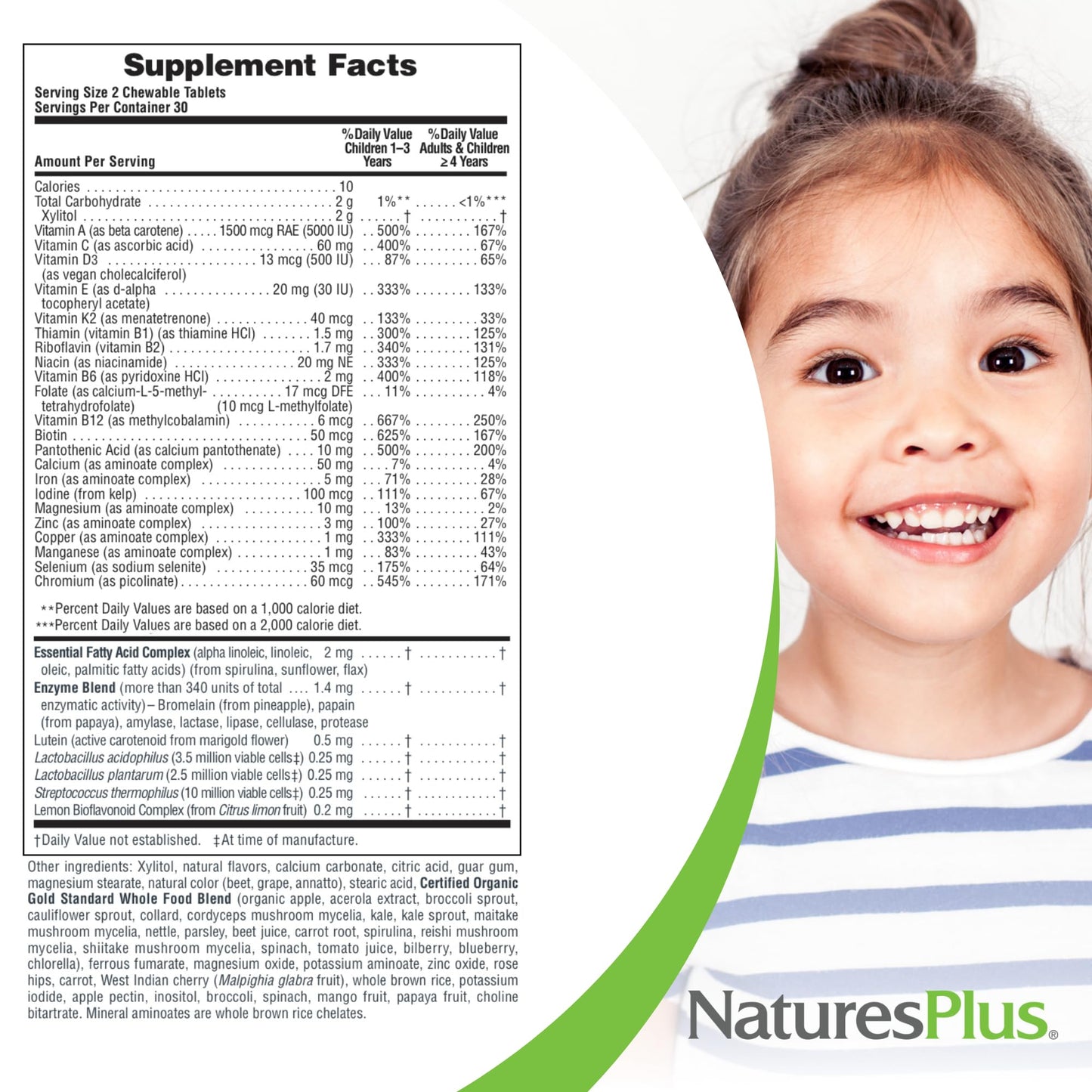 NaturesPlus Animal Parade Gold Children's Multivitamin – 60 Cherry/Orange/Grape Chewables, 2-Pack (Gluten Free, Vegetarian)