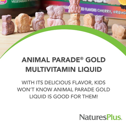 NaturesPlus Animal Parade Gold Kids Liquid Multivitamin – 16 fl oz Tropical Berry