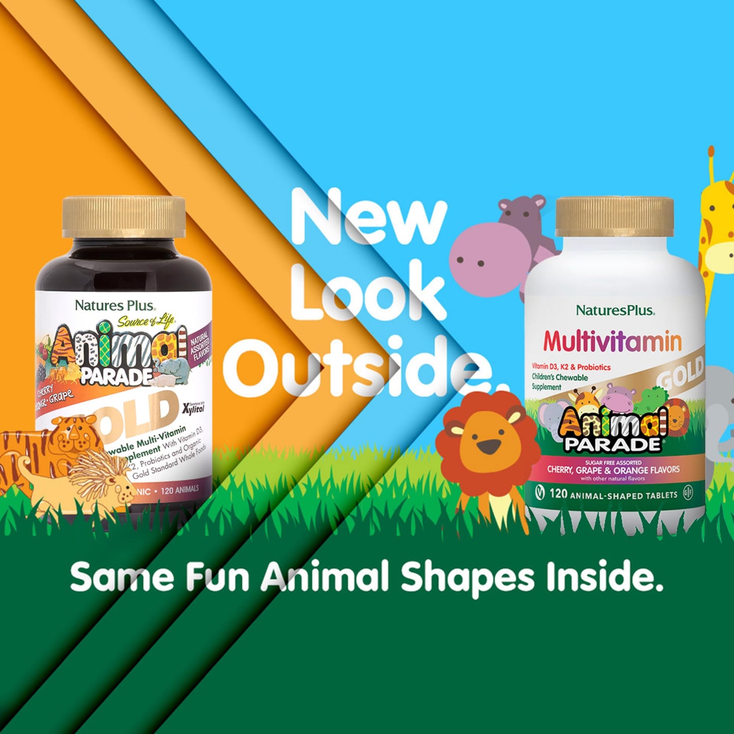 NaturesPlus Animal Parade Gold Kids Multivitamin – Vegan, Gluten Free, 180 Servings