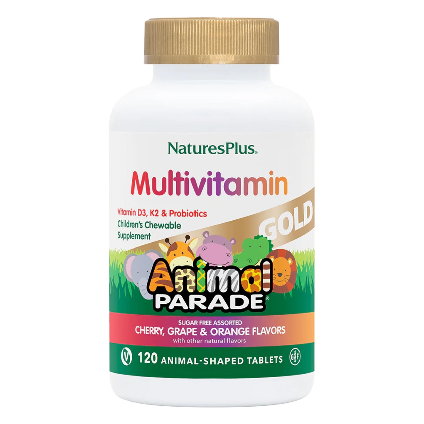 NaturesPlus Animal Parade Gold Kids Multivitamin – Vegan, Gluten Free, 180 Servings
