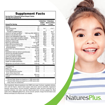Nature's Plus Animal Parade Grape Kids Multivitamin – 180 Chewables, 90 Servings