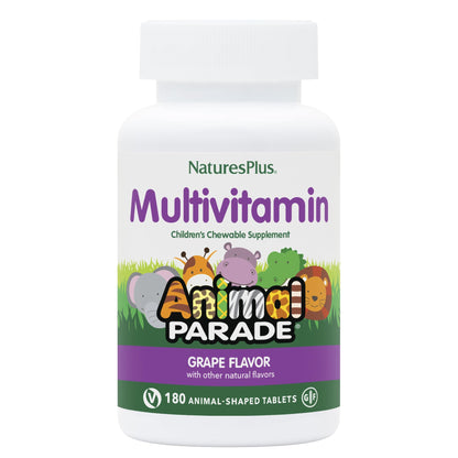 NaturesPlus Animal Parade Kids Multivitamin - Grape Flavor, 180 Tablets (Pack of 2) – Vegetarian & Gluten Free