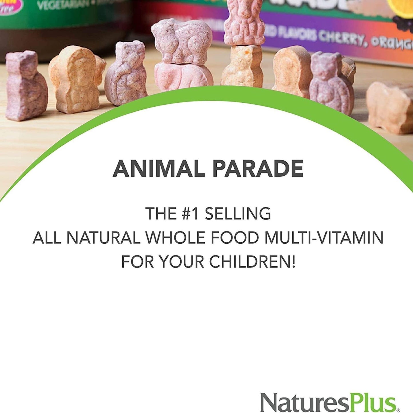 NaturesPlus Animal Parade Multivitamin Gummies - 90 Count, 30 Servings | Cherry, Grape & Orange
