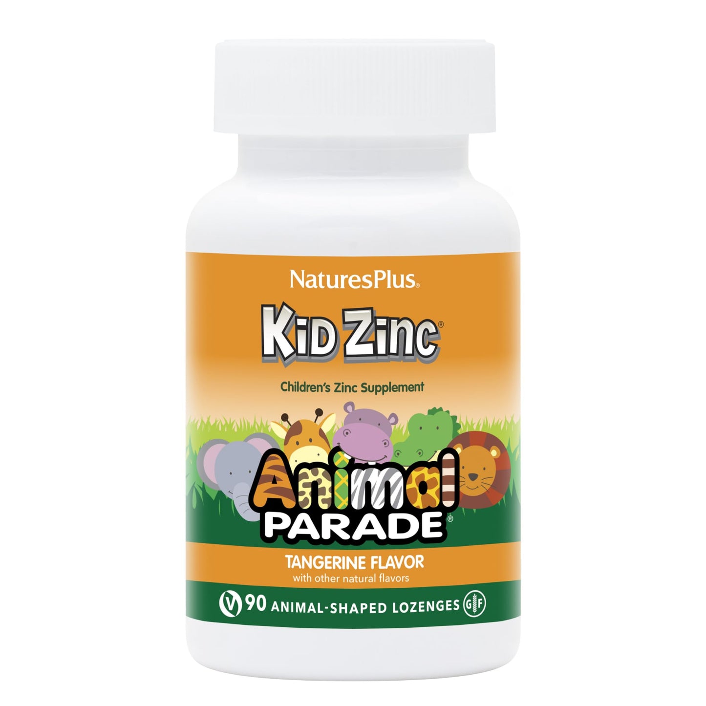 NaturesPlus Animal Parade KidZinc Tangerine – 90 Lozenges | Organic Chelated Zinc, Vegan