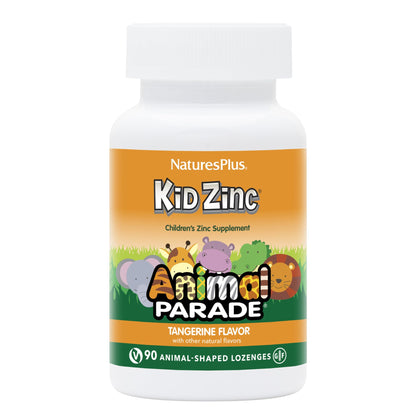 NaturesPlus Animal Parade KidZinc Tangerine – 90 Lozenges | Organic Chelated Zinc, Vegan