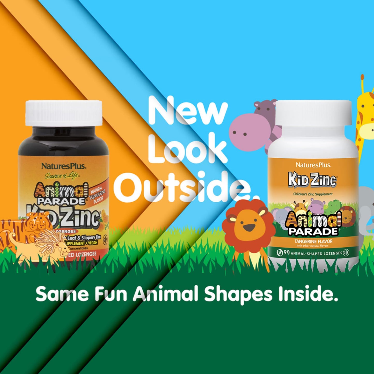 NaturesPlus Animal Parade KidZinc Tangerine – 90 Lozenges | Organic Chelated Zinc, Vegan