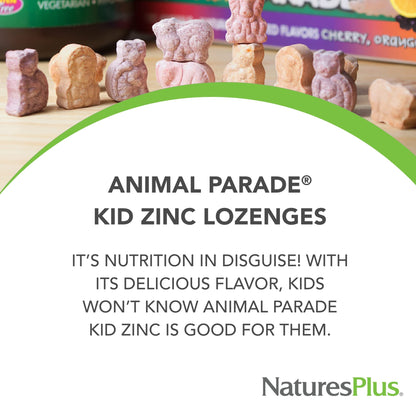 NaturesPlus Animal Parade KidZinc Tangerine — 90 Lozenges, 3-Pack | Vegan & Gluten Free