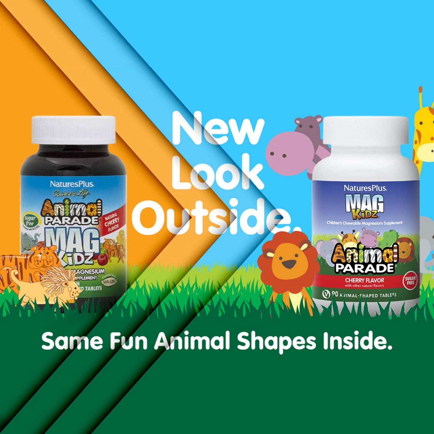 NaturesPlus Animal Parade MagKidz Magnesium for Kids – Sugar-Free Cherry, 90 Count | Gluten-Free