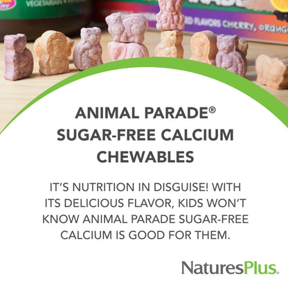 NaturesPlus Animal Parade Sugar-Free Calcium for Kids | Vanilla Sundae, 90 Chewables