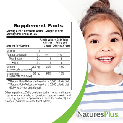 NaturesPlus Animal Parade Sugar-Free Calcium for Kids | Vanilla Sundae, 90 Chewables