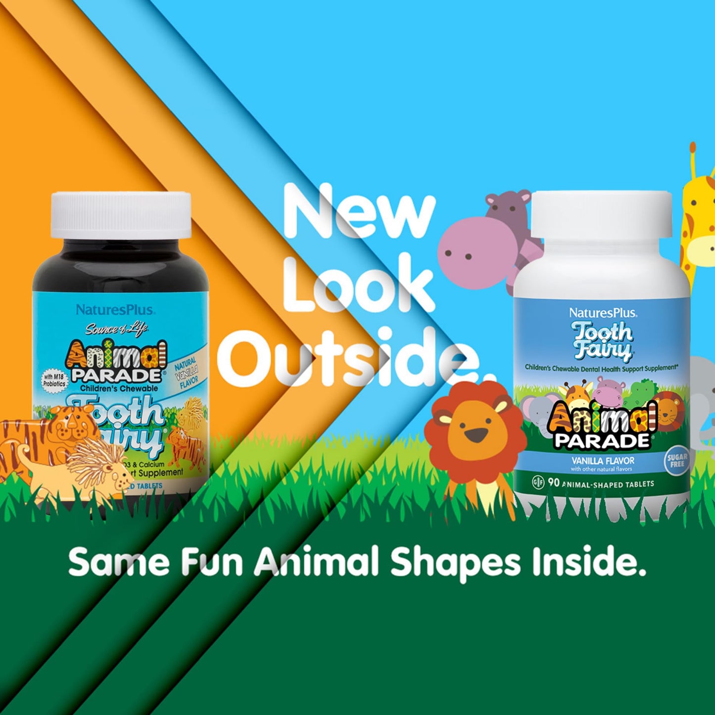 NaturesPlus Animal Parade Tooth Fairy: Vanilla Flavor, 90 Animal-Shaped Tablets, 2-Pack