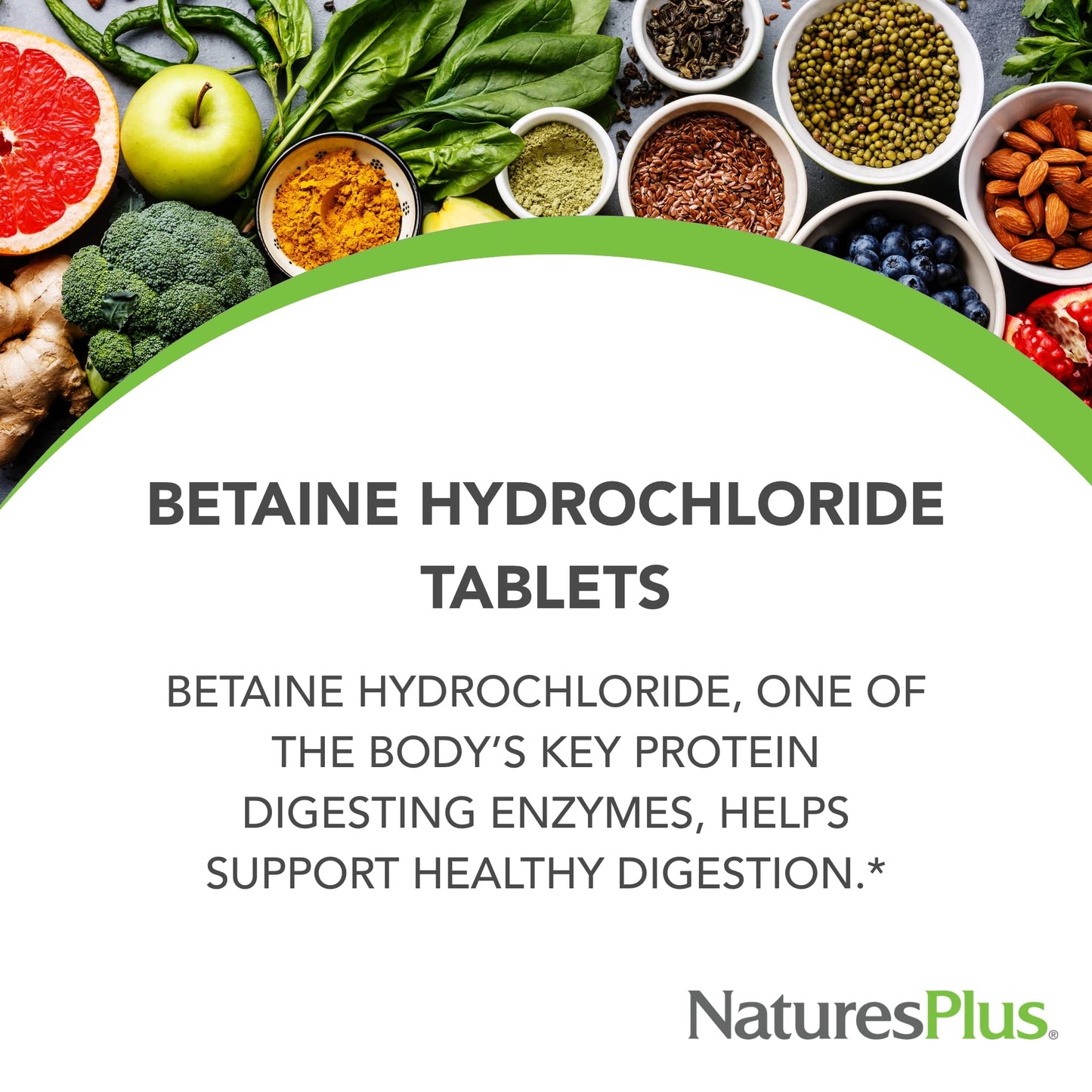 NaturesPlus Betaine HCl 600 mg – 90 Tablets | Digestive Support