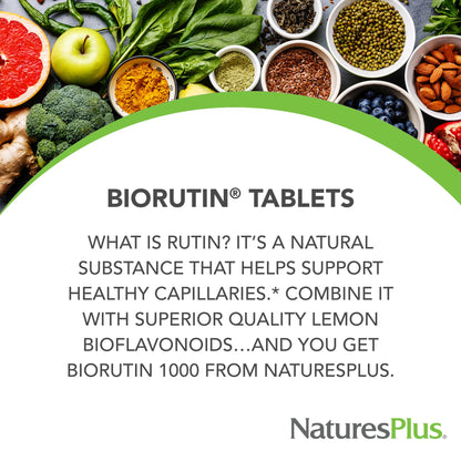 NaturesPlus Biorutin 1000 mg - 60 Tablets - Bioflavonoid & Rutin Complex - Vegetarian, Gluten Free - 60 Servings