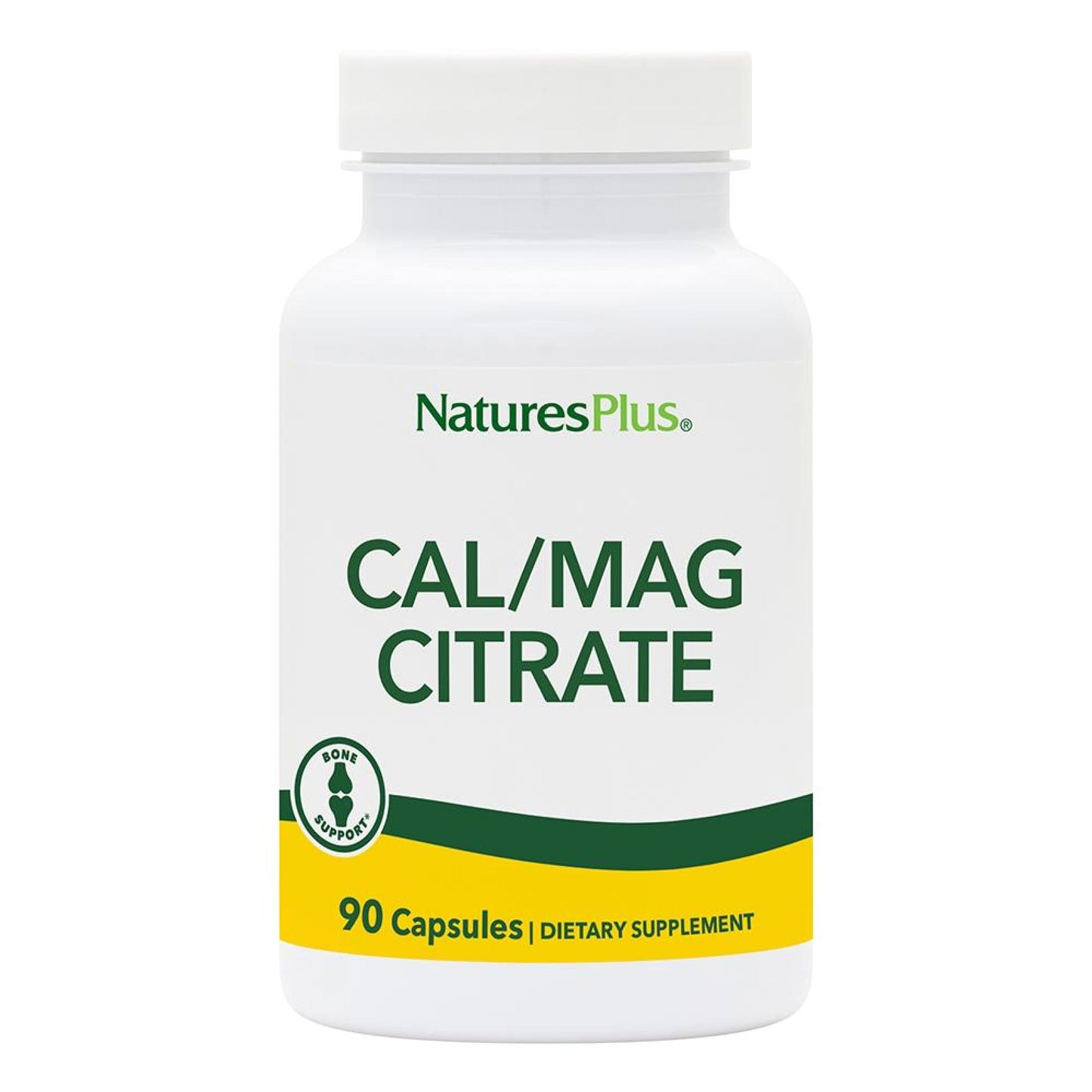 NaturesPlus Cal/Mag Citrate - 90 Vegetarian Capsules | 500 mg Calcium, 250 mg Magnesium | Bone, Muscle & Nerve Support
