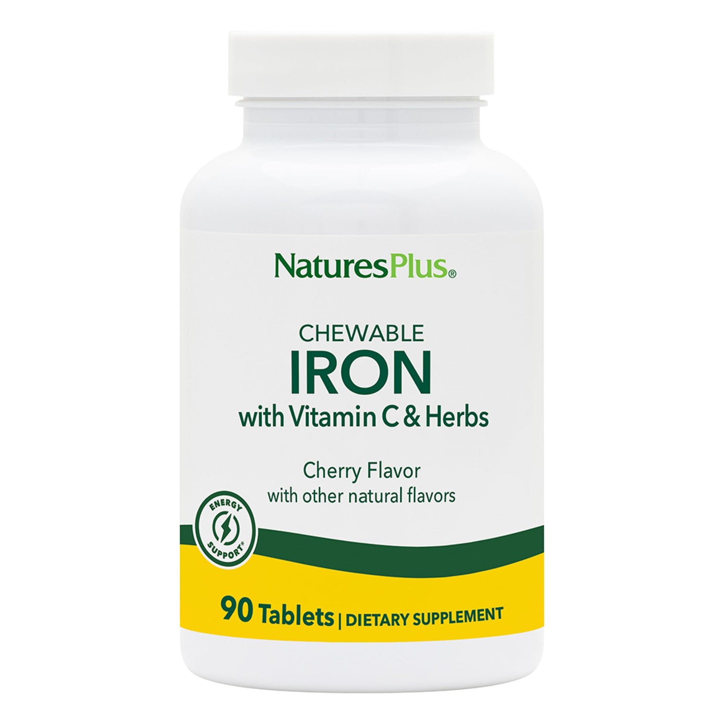 NaturesPlus Chewable Iron – Cherry, 90 Tablets x 2 Pack (180 Servings) | High-Potency Iron with Vitamin C & Herbs
