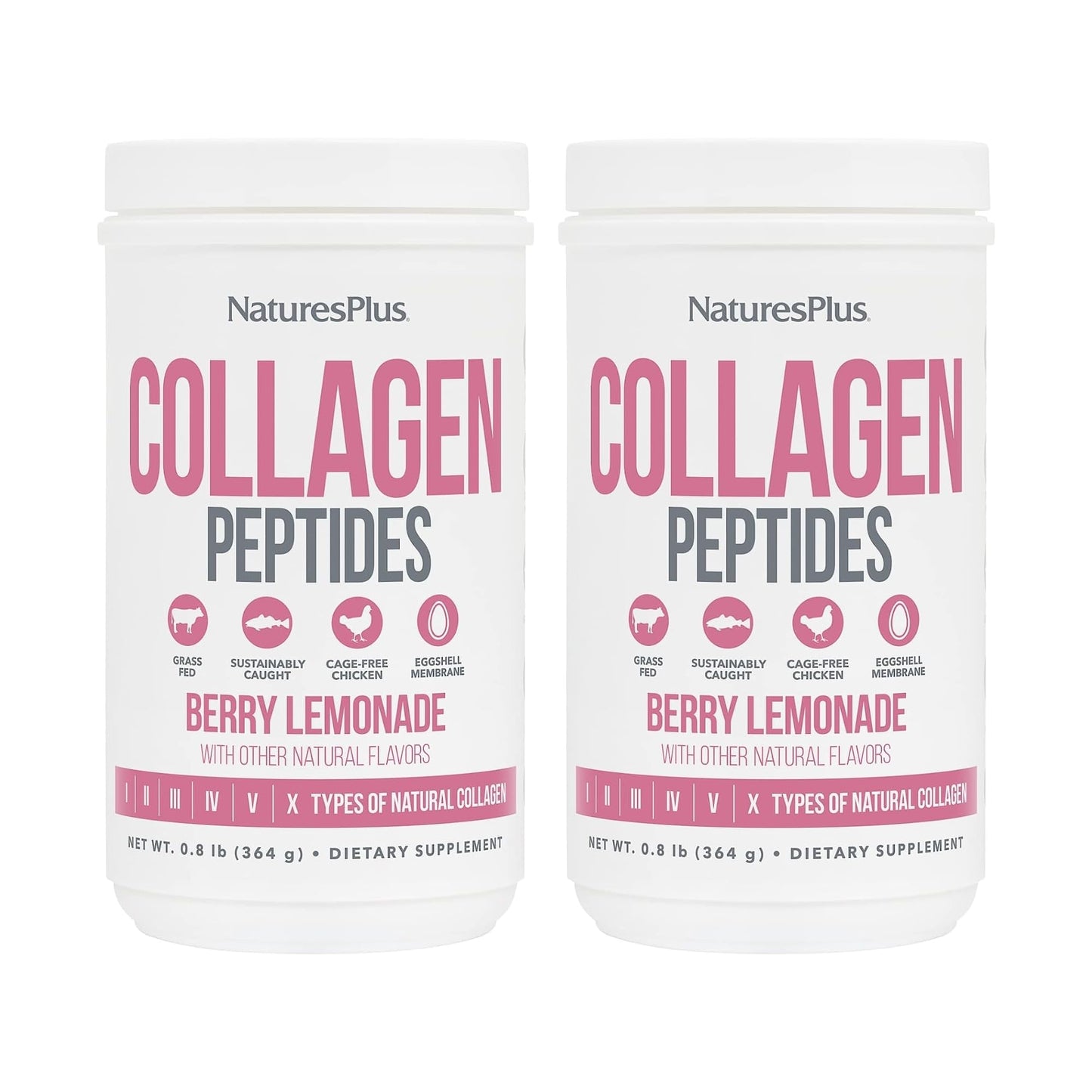 NaturesPlus Collagen Peptides Berry Lemonade – 0.8 lb Powder (Pack of 2) for Hair, Skin, Nails & Joints