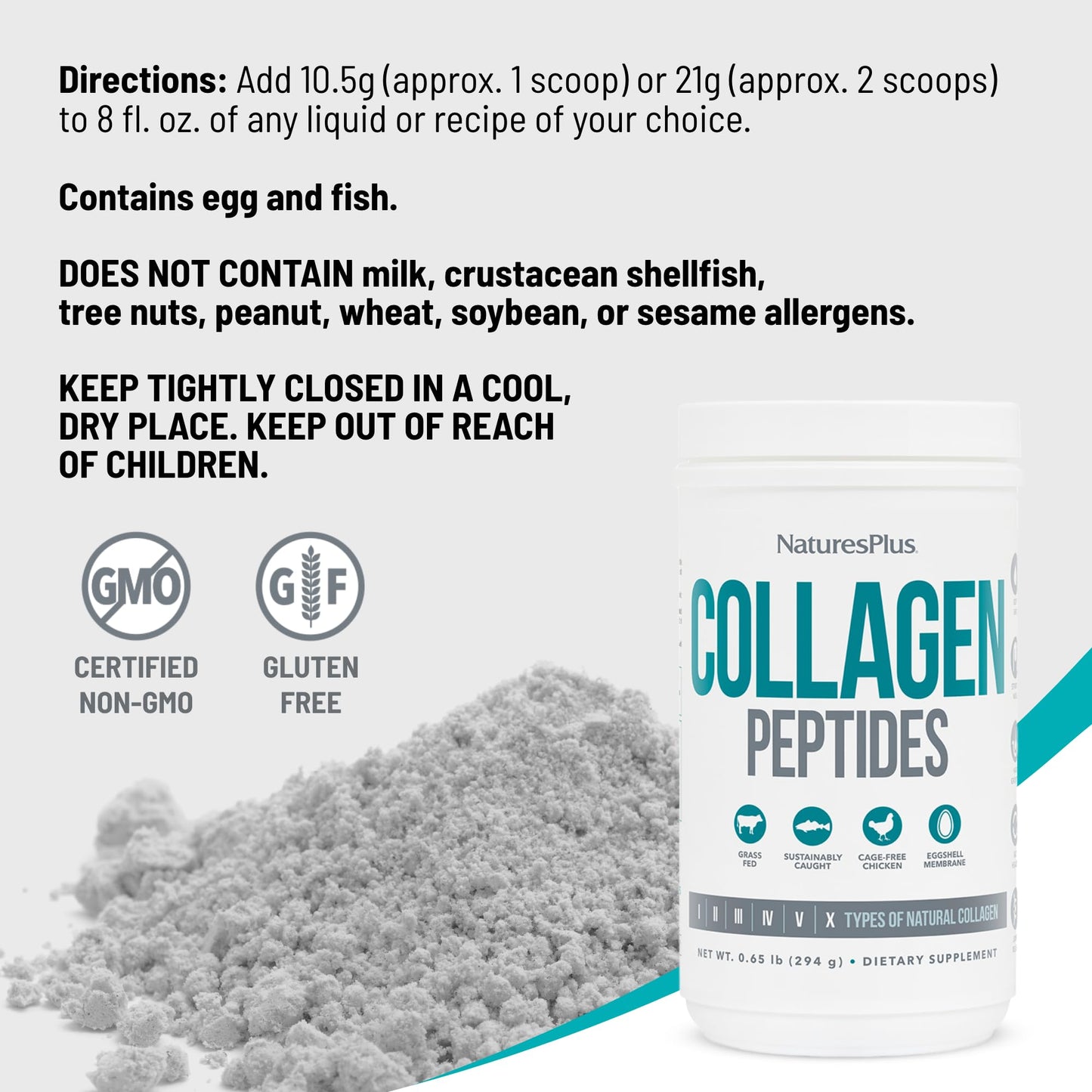 NaturesPlus Collagen Peptides Powder 0.65 lb – Hair, Skin, Nails & Joints, Immune Support – Non-GMO, Gluten Free – 28 Servings