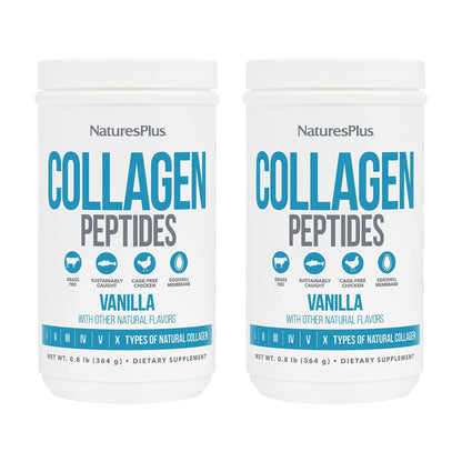 NaturesPlus Collagen Peptides Vanilla – 2 Pack (364 g) | Hair, Skin, Nails & Joints | Non-GMO, Gluten Free