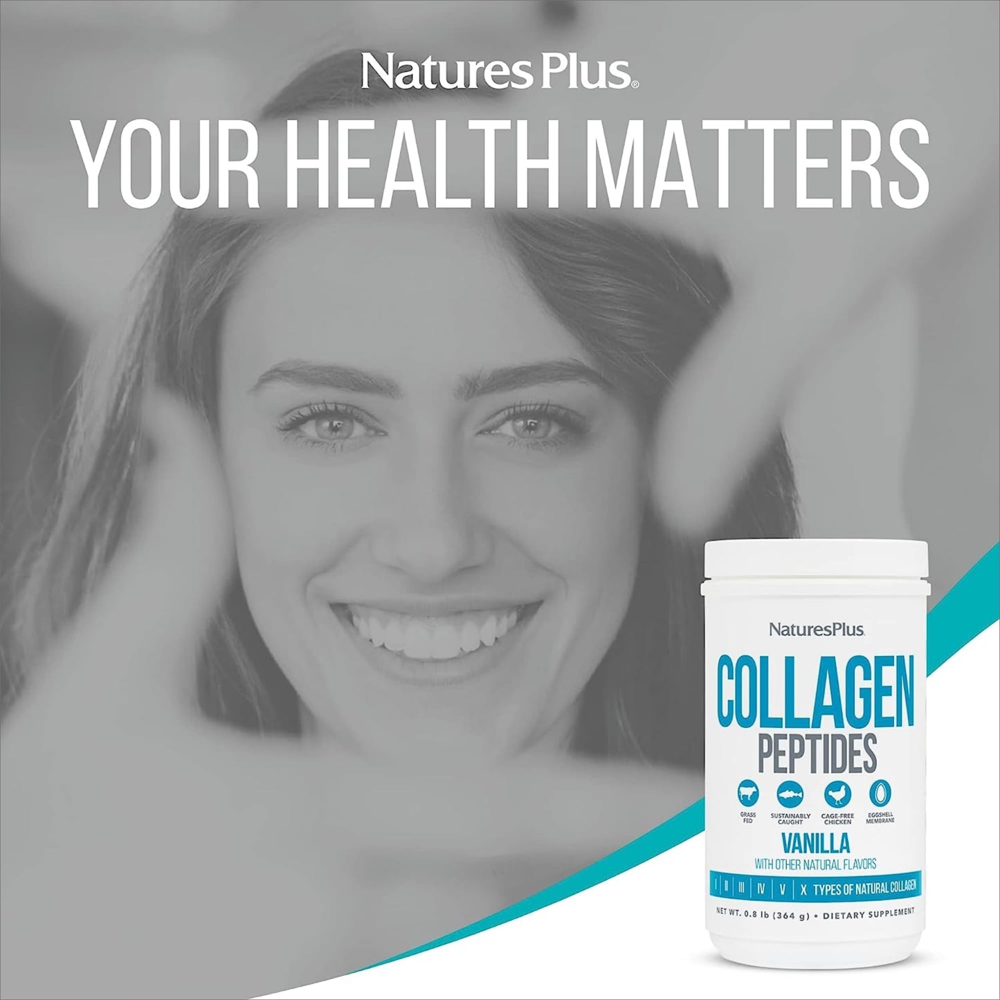NaturesPlus Collagen Peptides Vanilla – 2 Pack (364 g) | Hair, Skin, Nails & Joints | Non-GMO, Gluten Free